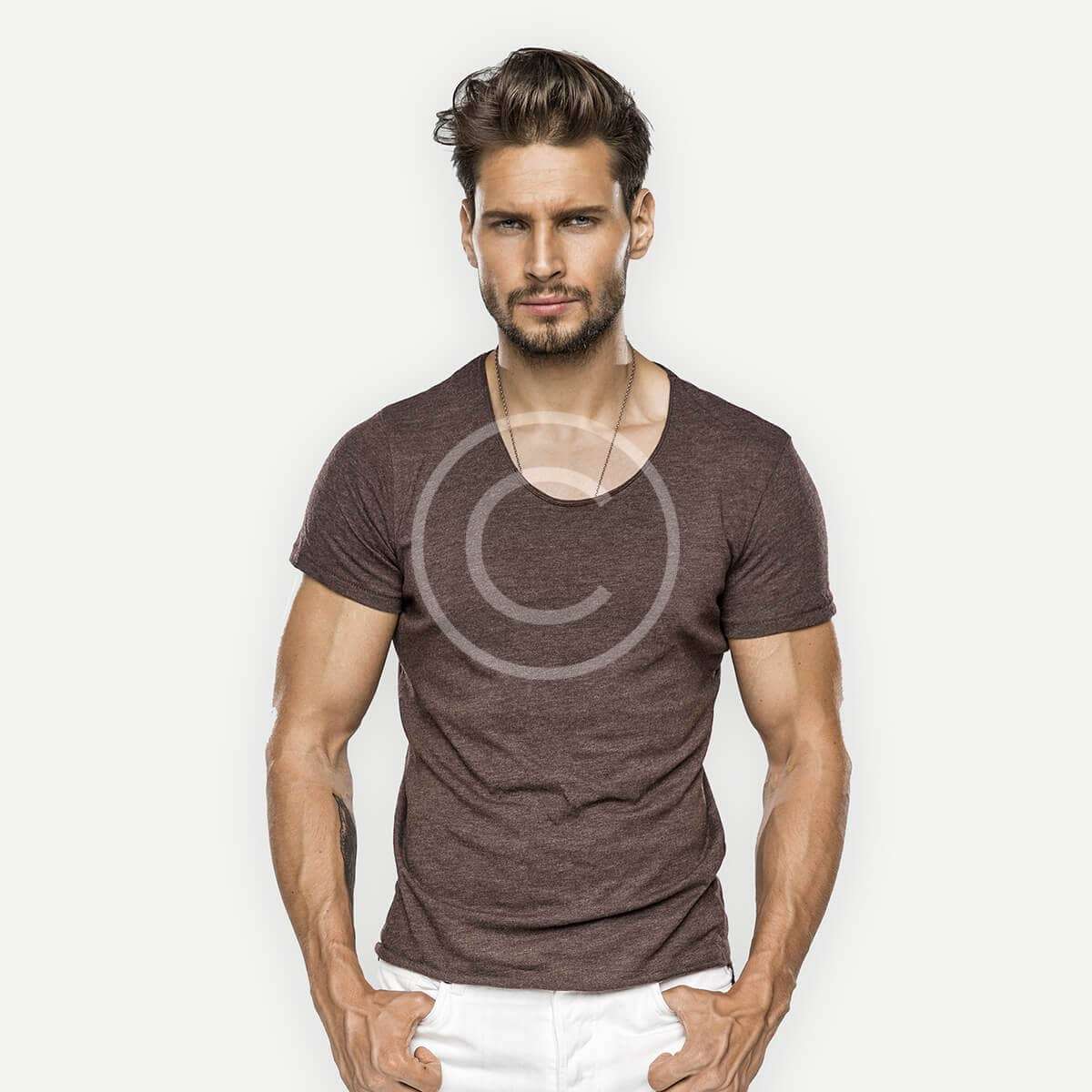 Men’s Fitted Maroon Crew Neck T-Shirt – Casual Cotton Blend